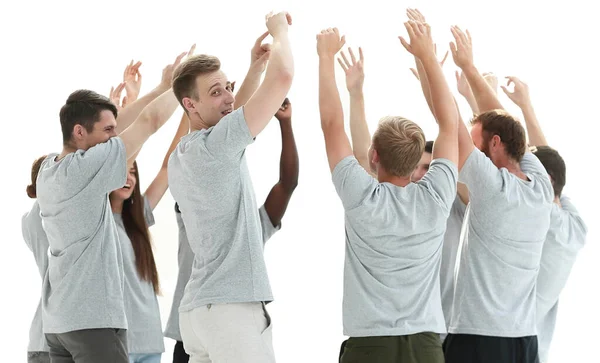 Grupo de jovens diversos mostrando sua unidade. — Fotografia de Stock