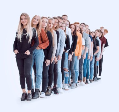 group of diverse young people standing in line. clipart