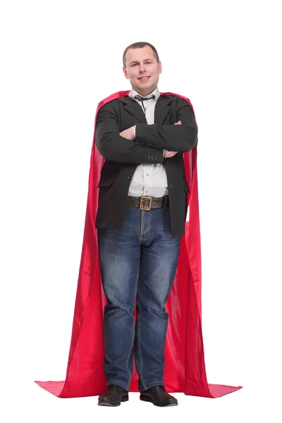 スーパーヒーローのクロークのような姿で上級ビジネスマンを確信 — ストック写真