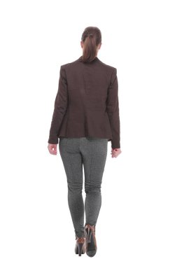 Yürüyen iş kadınının ileriye bakışıyla