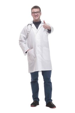 Tam gelişim. Steteskoplu uzman bir doktor. .