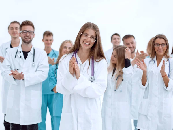 Group of young doctors give a standing ovation — Stock Photo, Image