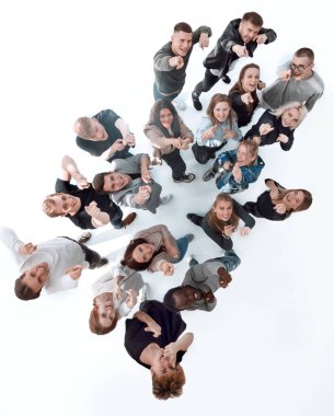 Üst Manzara. Bir grup neşeli genç sizi işaret ediyor.