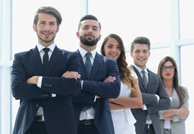 iş ekibi önünde ayakta tam growth.businessman.