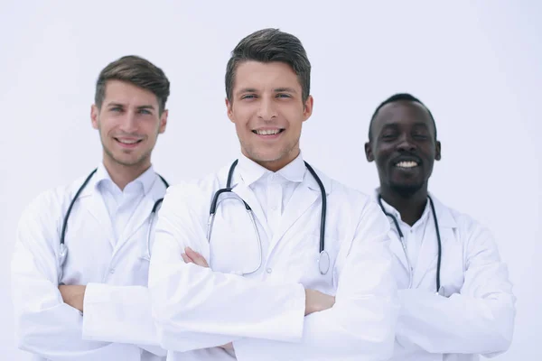 Therapist is standing in front of his colleagues — Stock Photo, Image