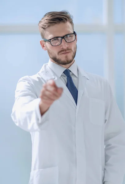 Confident doctor therapist pointing at you — Stock Photo, Image