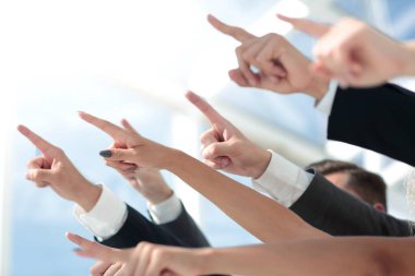 yan görünümü. onların goal.business kavramı işaret iş ekip eller