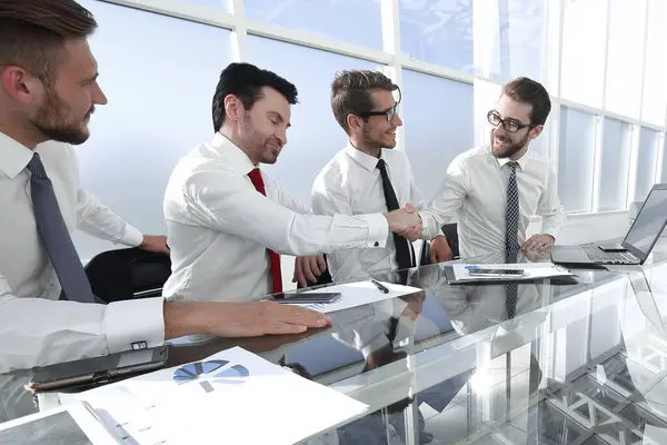 Colleagues Shaking Hands Working Meeting Business Concept — Stock Photo, Image