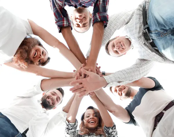 Alt görünümü. together.team bina iş takım elleriyle sıktı