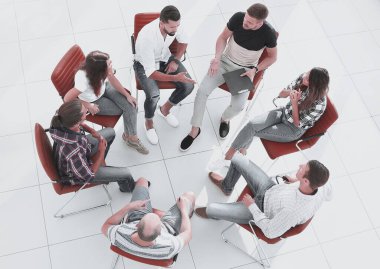 Üstten Görünüm, yaratıcı ekibi ekip oluşturma için sınıf oturma