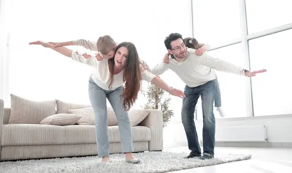 Loving Parents Playing Children Home Concept Education — Stock Photo, Image