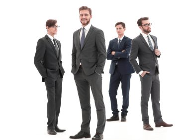 Grup üzerinde beyaz izole modern iş adamları