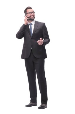 Tam boy. Endişeli iş adamı. beyaz arkaplanda izole