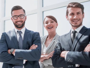 bir başarılı bir iş takımının up.Portrait kapatın. başarı kavramı