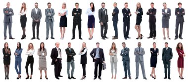 Beyaz arka planda izole edilmiş başarılı iş adamları grubu