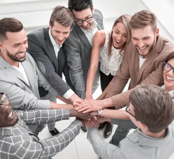 Close Modern Business Team Standing Circle Concept Teamwork — Stock Photo, Image