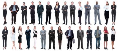 Başarılı iş adamları beyaz arka planda izole edildi. fotoğraf kolajı