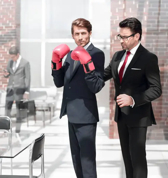 Lawyer Advises Businessman Boxing Gloves Concept Business Competition — Stock Photo, Image