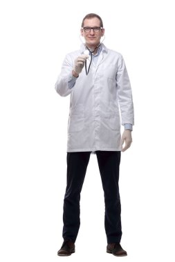 Tam gelişim. Nitelikli bir terapist çalışmaya hazır. beyaz arkaplanda izole edilmiş.