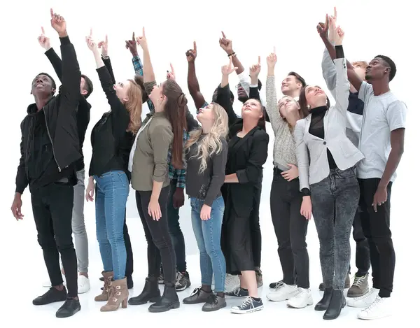 Group People Celebrating Arms Isolated White Backgorund — Stock Photo, Image