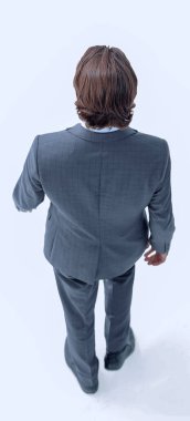 başarılı bir iş adamı forward.isolated beyaz gider.