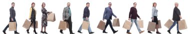 collage concept shoppers queuing isolated on white background