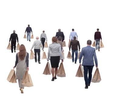 collage concept shoppers queuing isolated on white background
