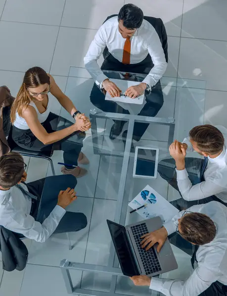 View Top Meeting Shareholders Company Table — Stock Photo, Image