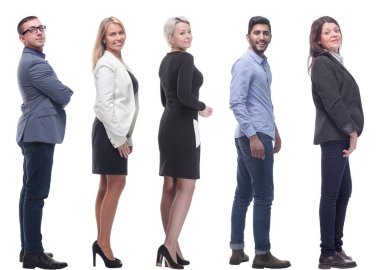 Beyaz arka planda izole edilmiş başarılı iş adamları grubu