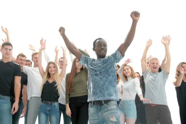 Birçok farklı genç insan başarılarını gösteriyor. kopyalama alanı olan fotoğraf