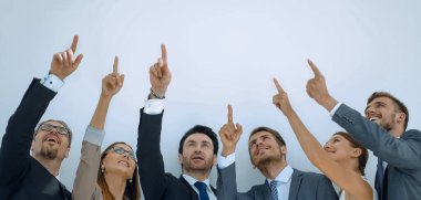 Grup bir kopya space.business kavramı gösterilen iş adamları