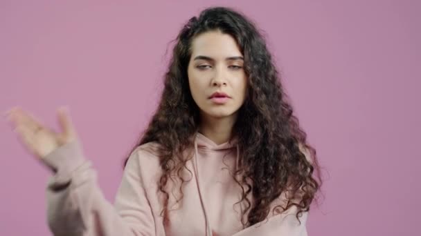 Portret Fata Enervat Face Bla Bla Gestul Mână Care Exprimă — Videoclip de stoc