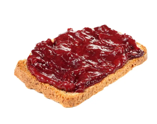 Plum jam toast geïsoleerd op witte achtergrond — Stockfoto