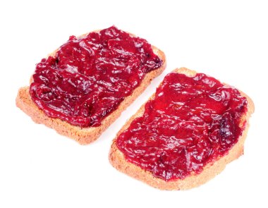 Beyaz arka plan üzerinde izole reçel tost