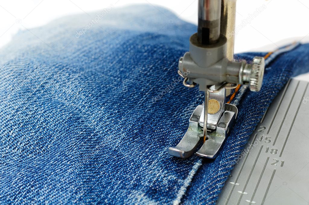 Seamstress Sewing On Velcro Hookandloop Fastener Stock Photo