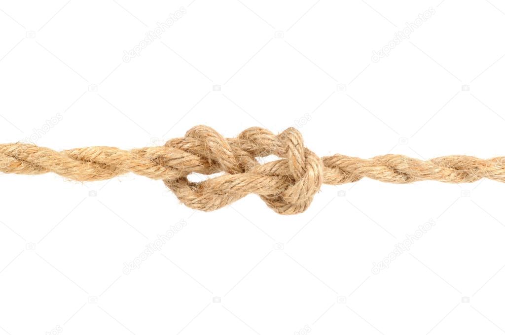 Jute Rope with Savoy Knot on White Background