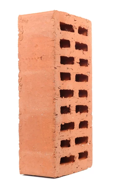 Brique perforée rouge isolée sur fond blanc — Photo