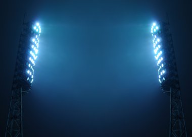 karanlık gece gökyüzüne karşı Stadium projektörler