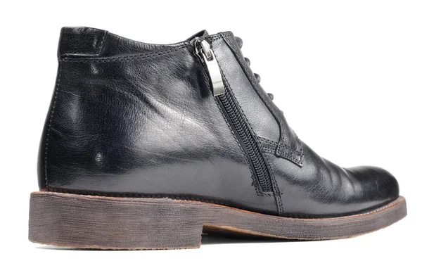 Chaussures classiques en cuir noir pour hommes isolées sur fond blanc — Photo