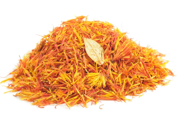 Pile of Safflower (Substitute for Saffron) Isolated on White Background — Stock Photo, Image