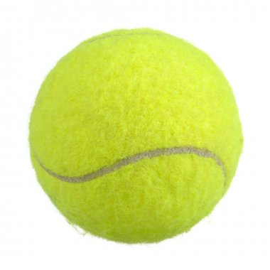 Beyaz arka plan üzerinde izole parlak yeşil çim tenisi topu
