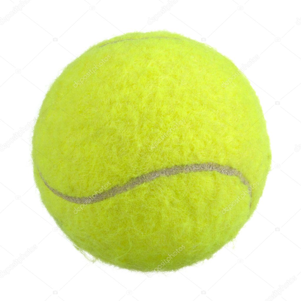 Bright Green Lawn Tennis Ball Isolated on White Background