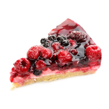 berry jöleli pasta beyaz zemin üzerine izole parçası