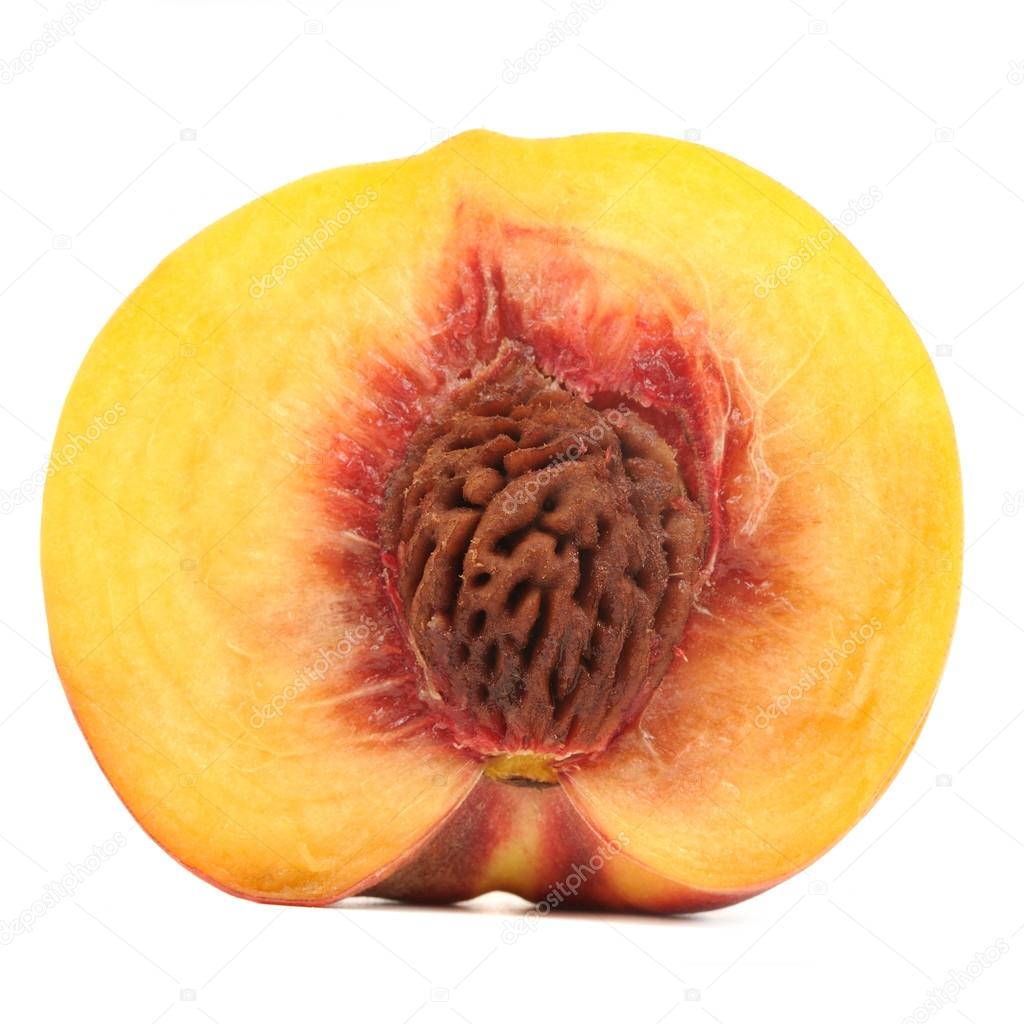 Half of Peach Isolated on White Background — Stock Photo © Digifuture