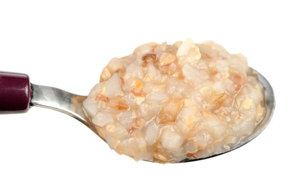 Boiled Buckwheat on Spoon on White Background — Stock Photo, Image