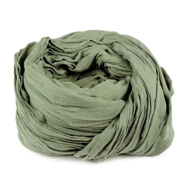 Folded Green Neck Scarf Isolated on White Background — Stock Photo, Image