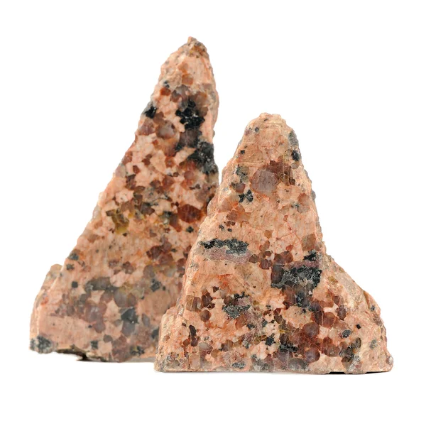 Beyaz arka plan üzerinde izole cilalı granit taş parçaları — Stok fotoğraf