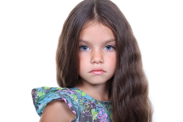 Közelkép a szép kislány portréja — Stock Fotó