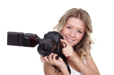 bir kamera ile çekim kadın