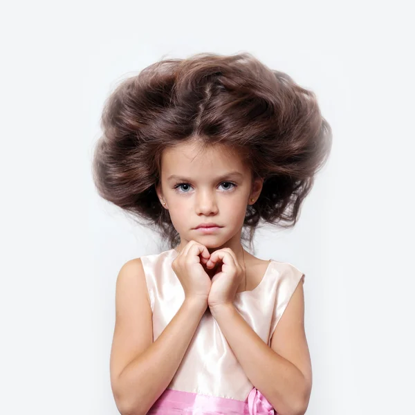 Young beautiful little girl with dark hair — Stock Photo, Image